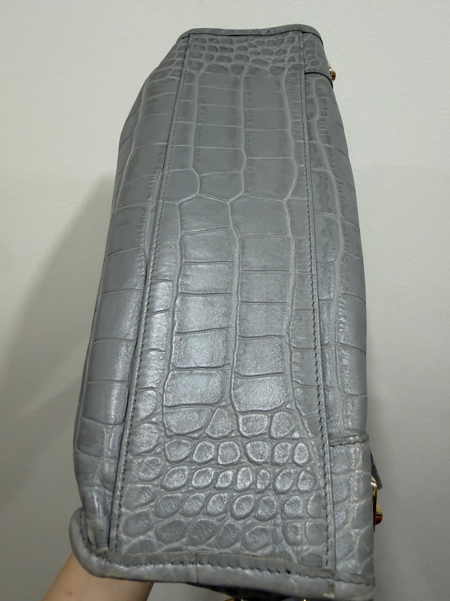 Balenciaga city small grey print croco metallic