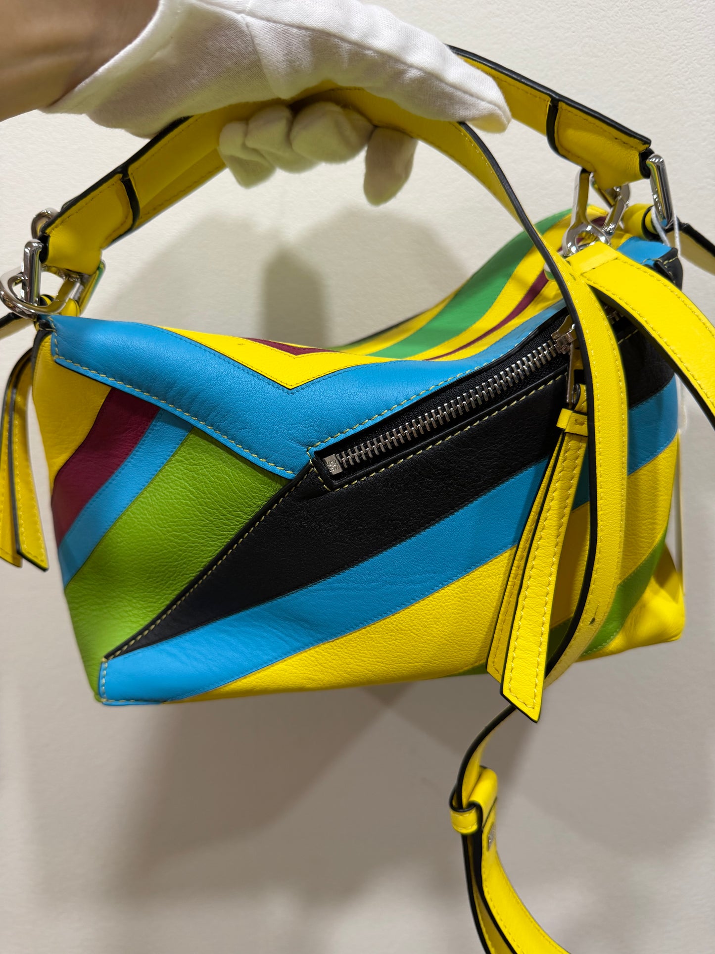 Loewe Calfskin Stripe Small Puzzle Edge Bag Multicolor