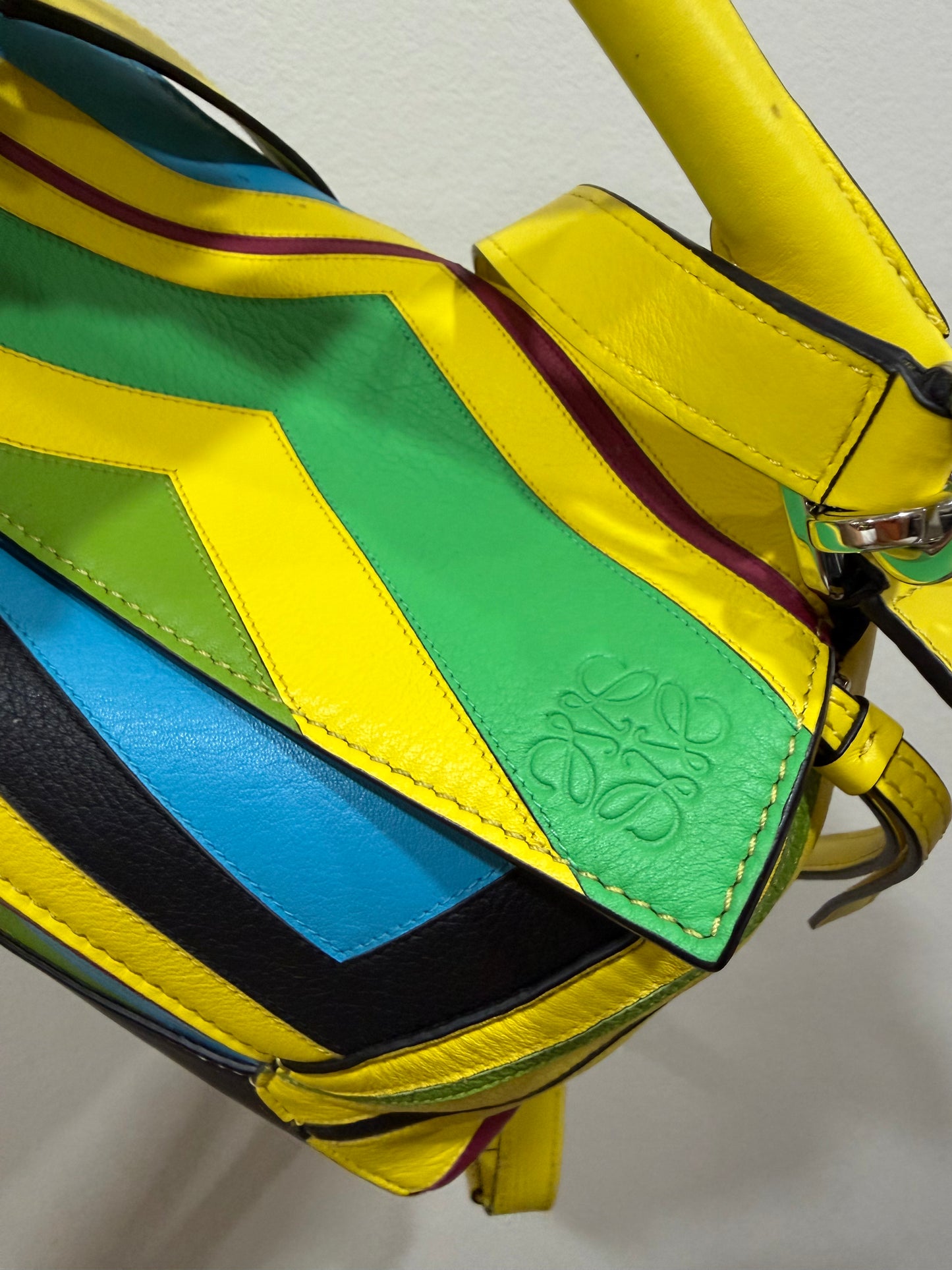 Loewe Calfskin Stripe Small Puzzle Edge Bag Multicolor
