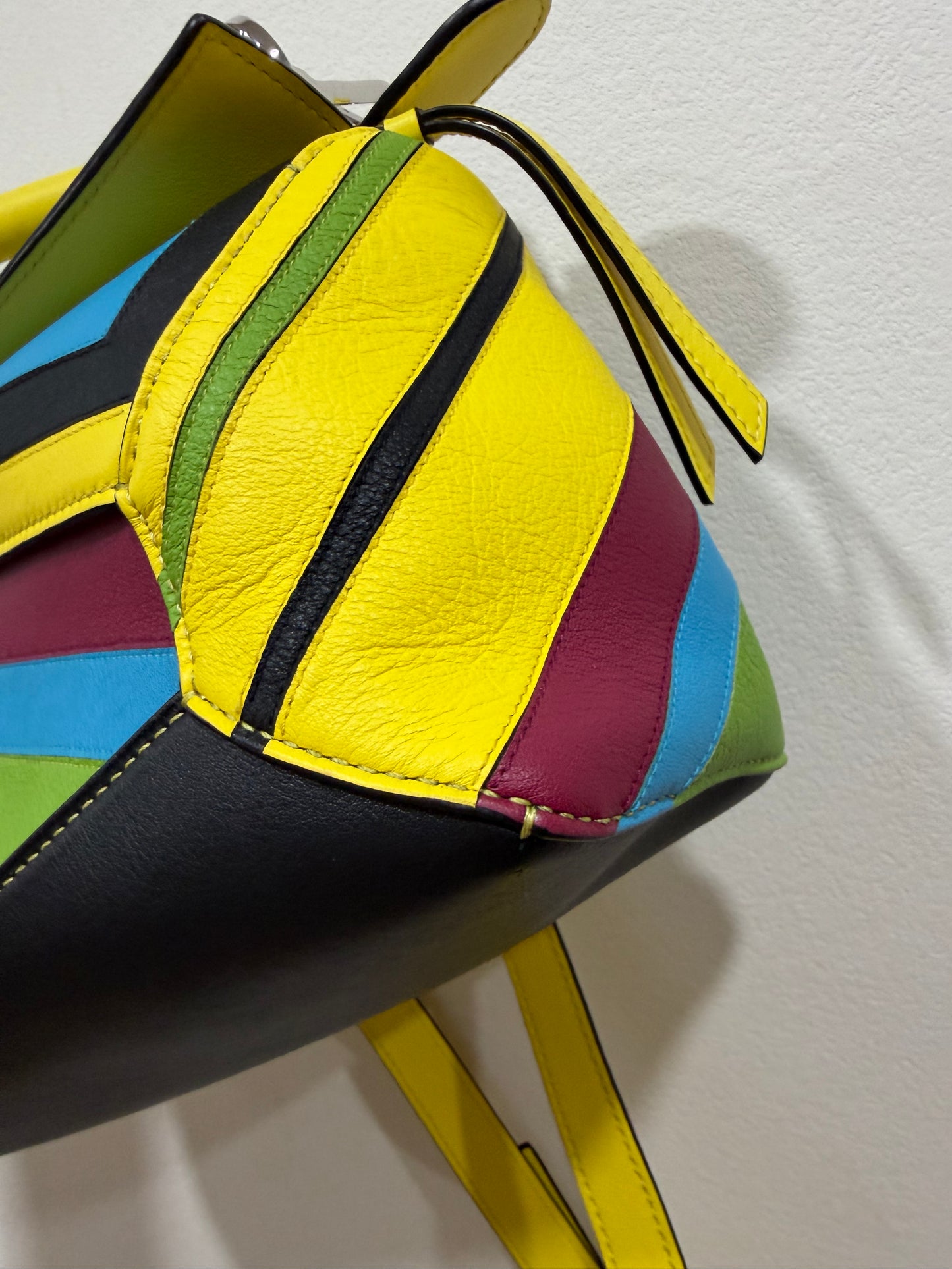 Loewe Calfskin Stripe Small Puzzle Edge Bag Multicolor