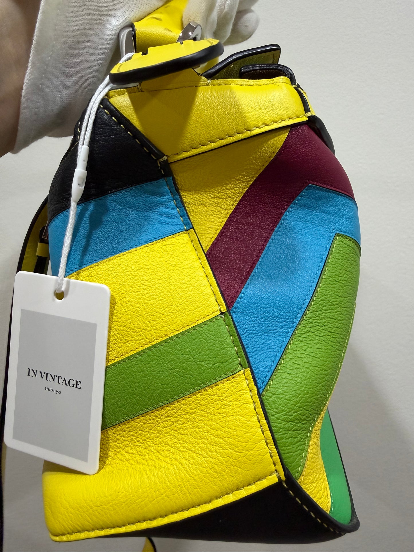 Loewe Calfskin Stripe Small Puzzle Edge Bag Multicolor