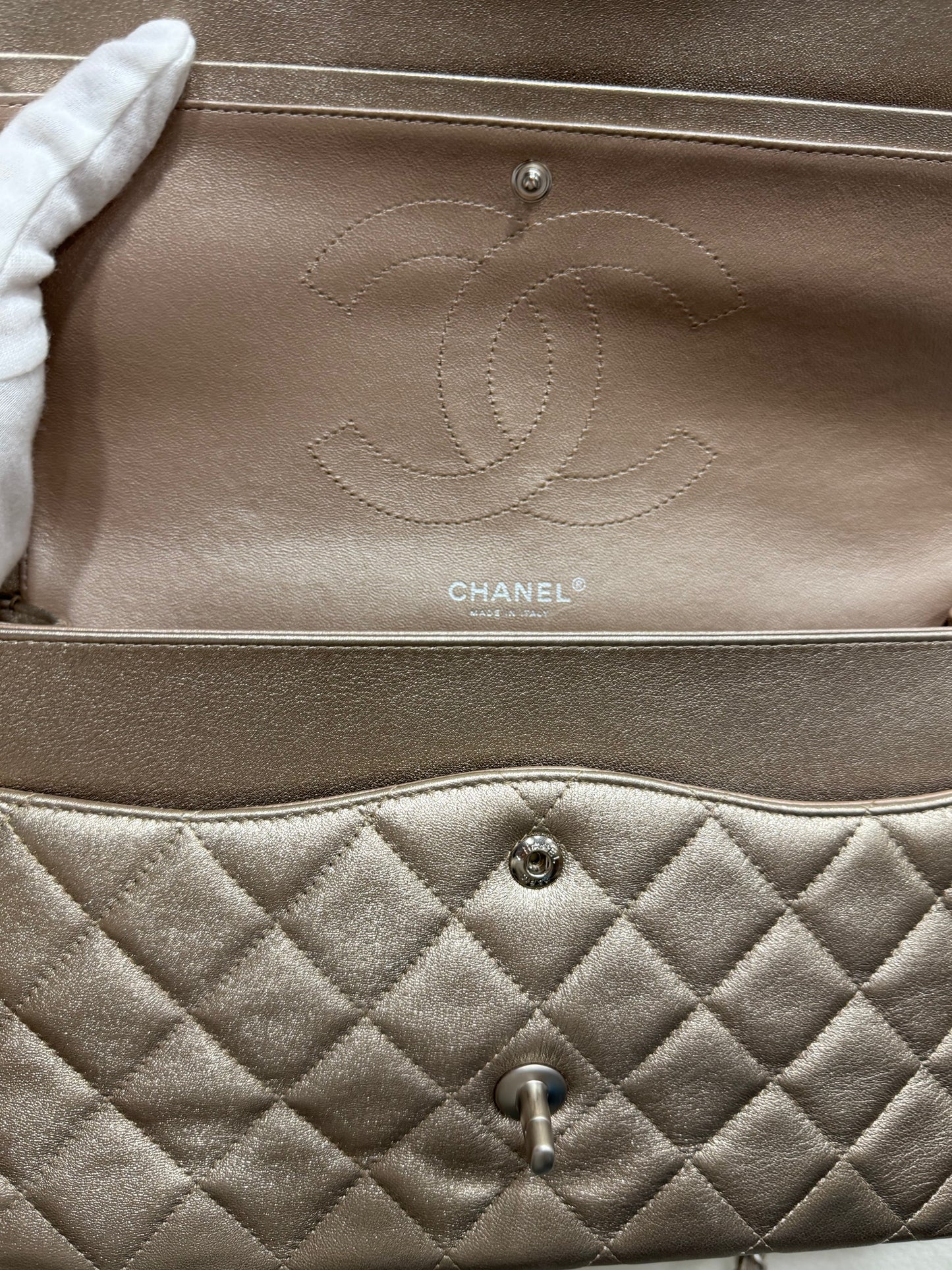 Chanel double flap champagne