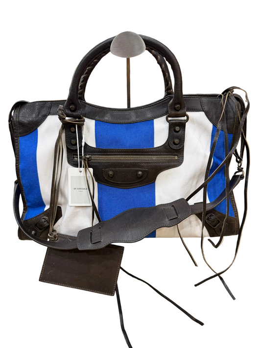 Balenciaga Canvas City Brown Bleu White