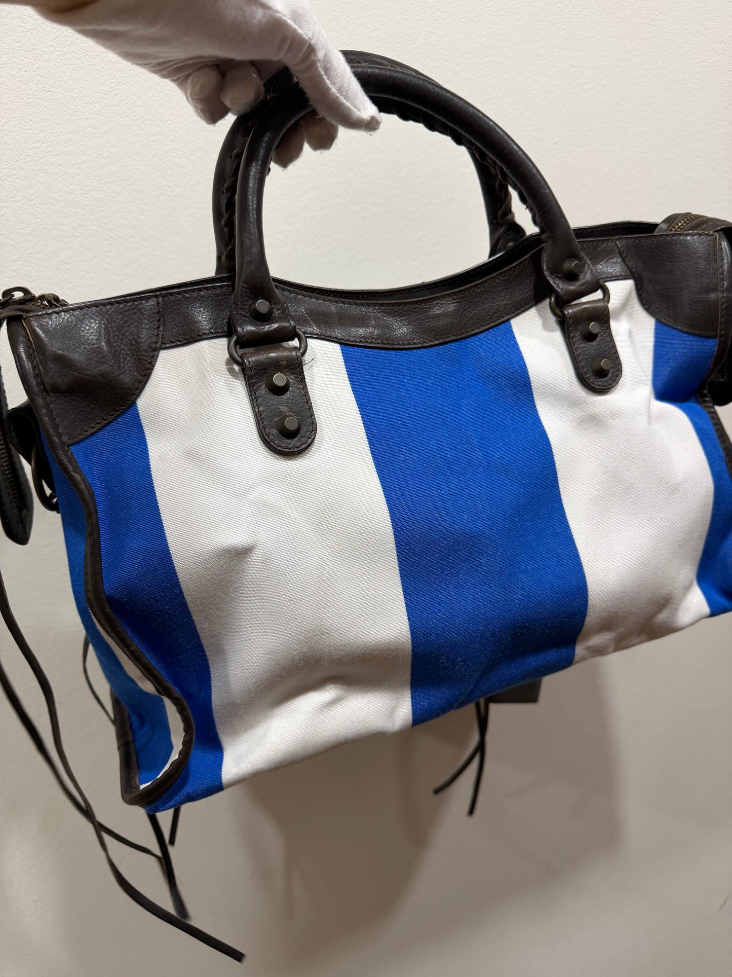 Balenciaga Canvas City Brown Bleu White