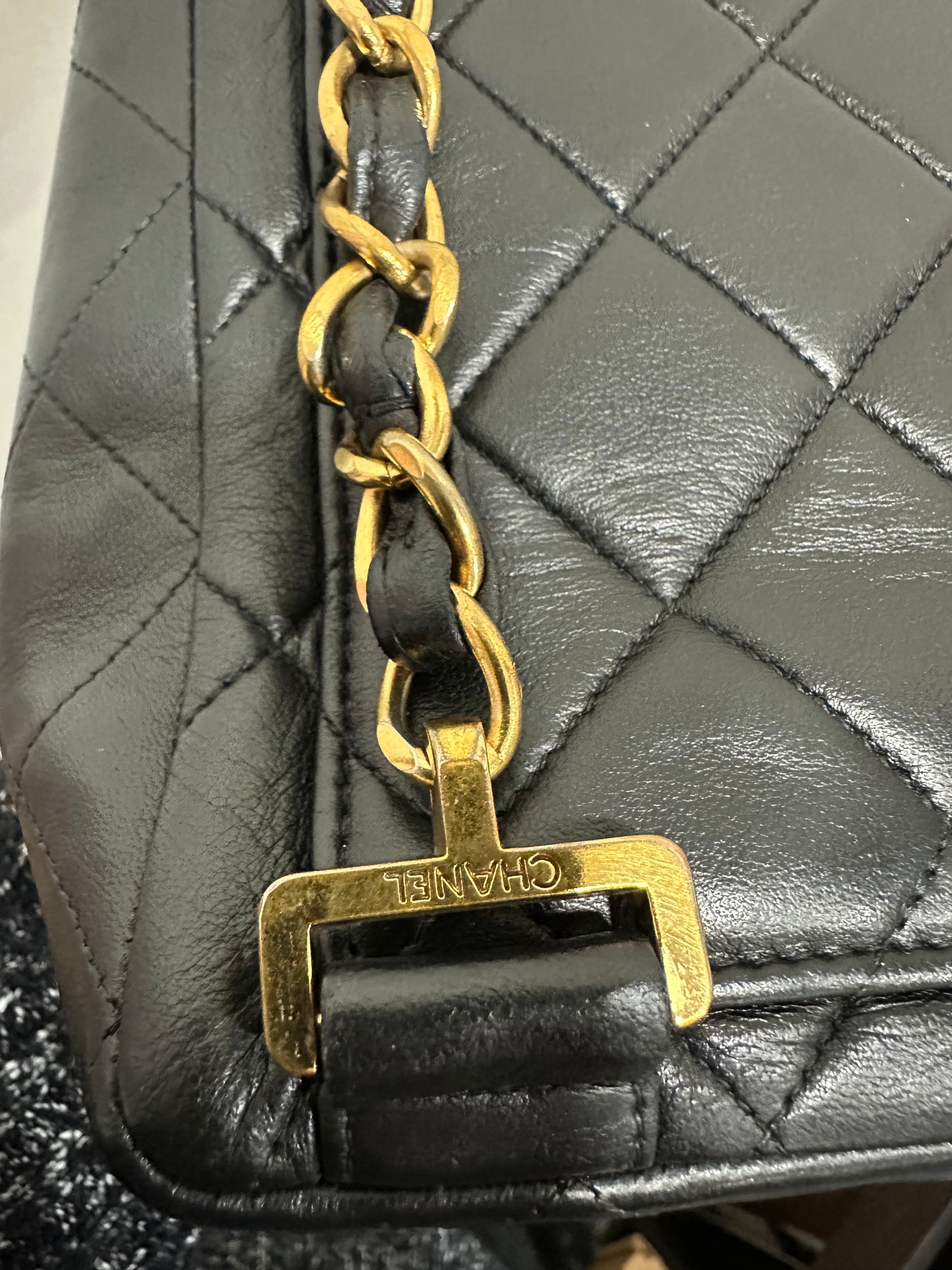 CHANEL Lambskin Chain Backpack 24K gold