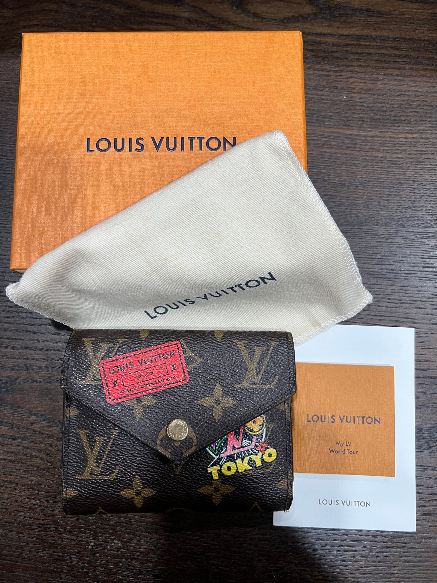 LOUIS VUITTON Victorine Wallet "My LV World Tour" Monogram Canvas Tokyo Themed Patch