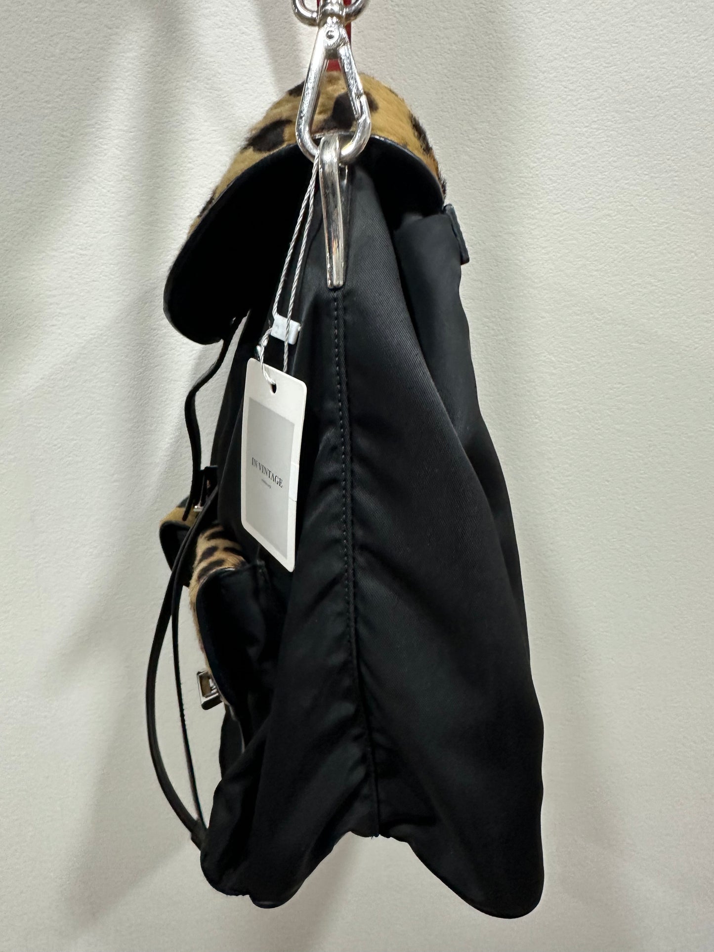 PRADA Shoulder Bag Nylon Leather Pony Hair Ostrich leather