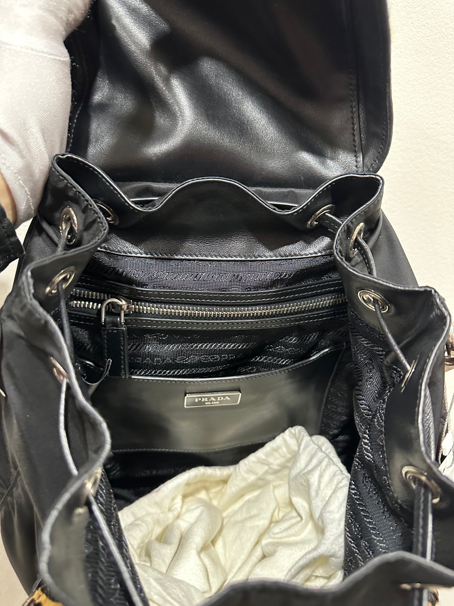 PRADA Shoulder Bag Nylon Leather Pony Hair Ostrich leather