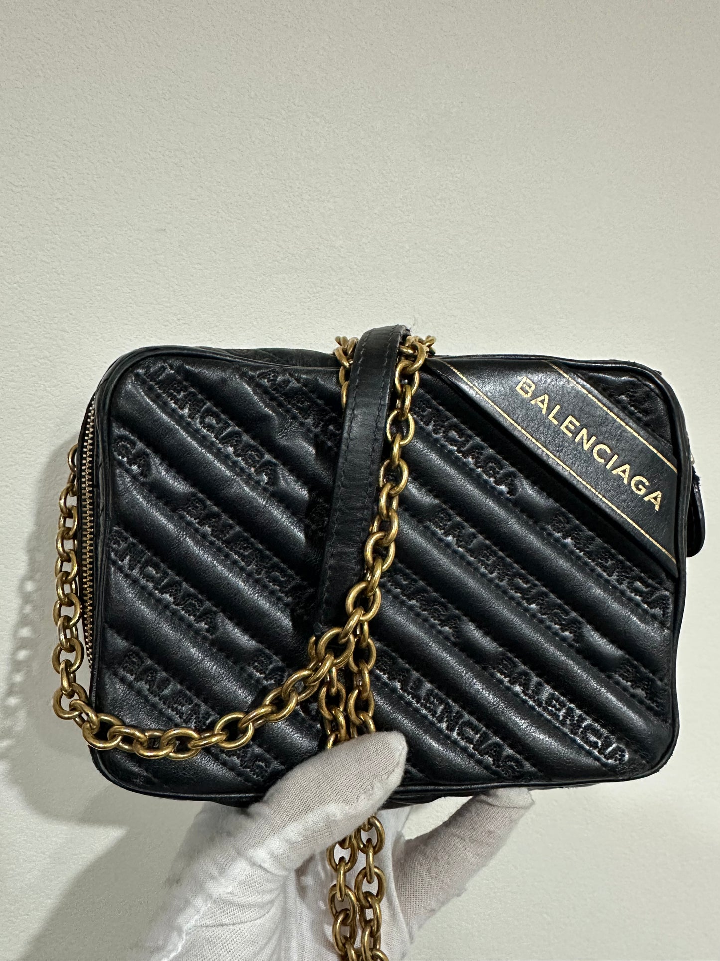 Balenciaga, Blanket Reporter  Black Carf Leather