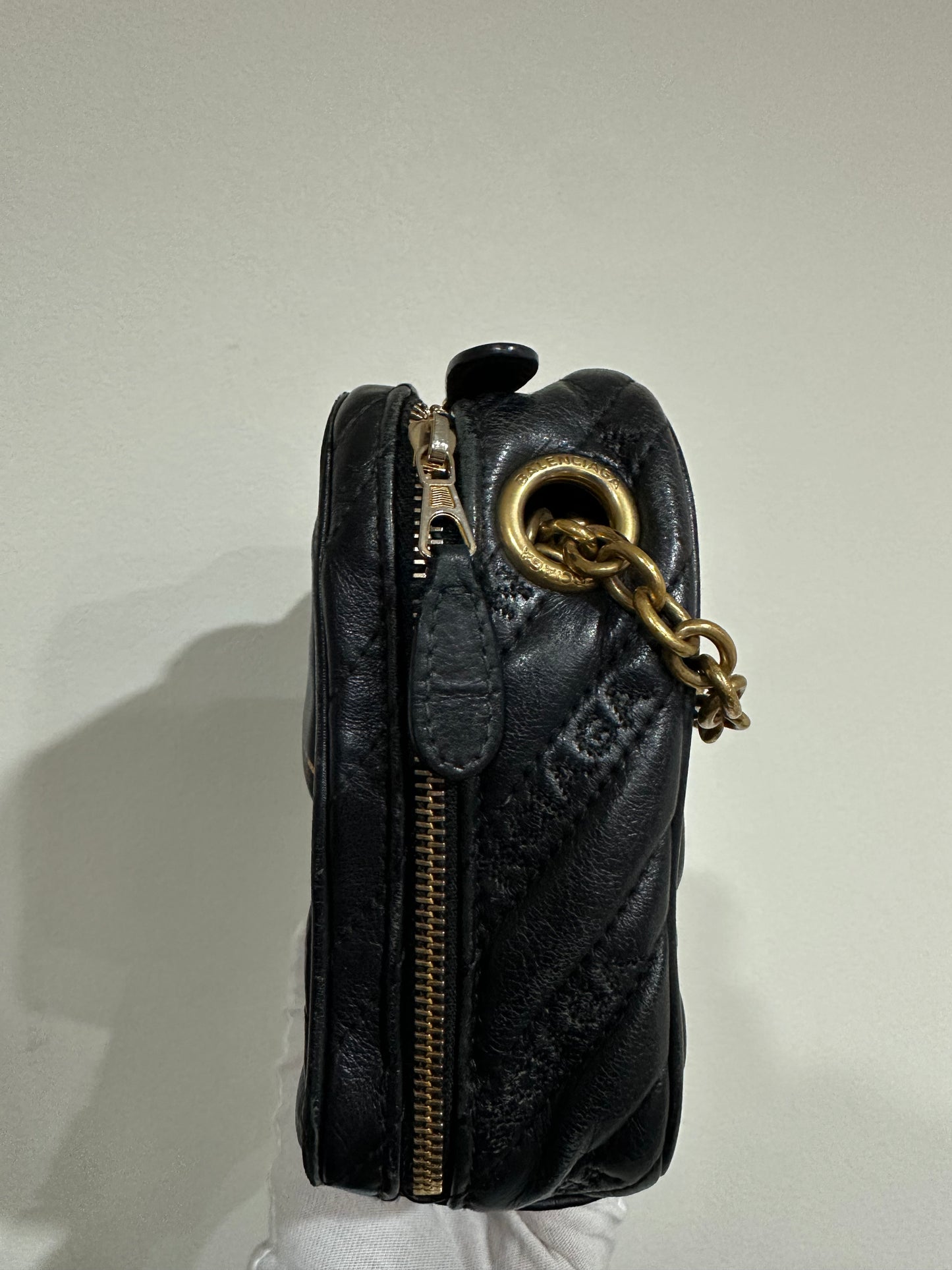 Balenciaga, Blanket Reporter  Black Carf Leather