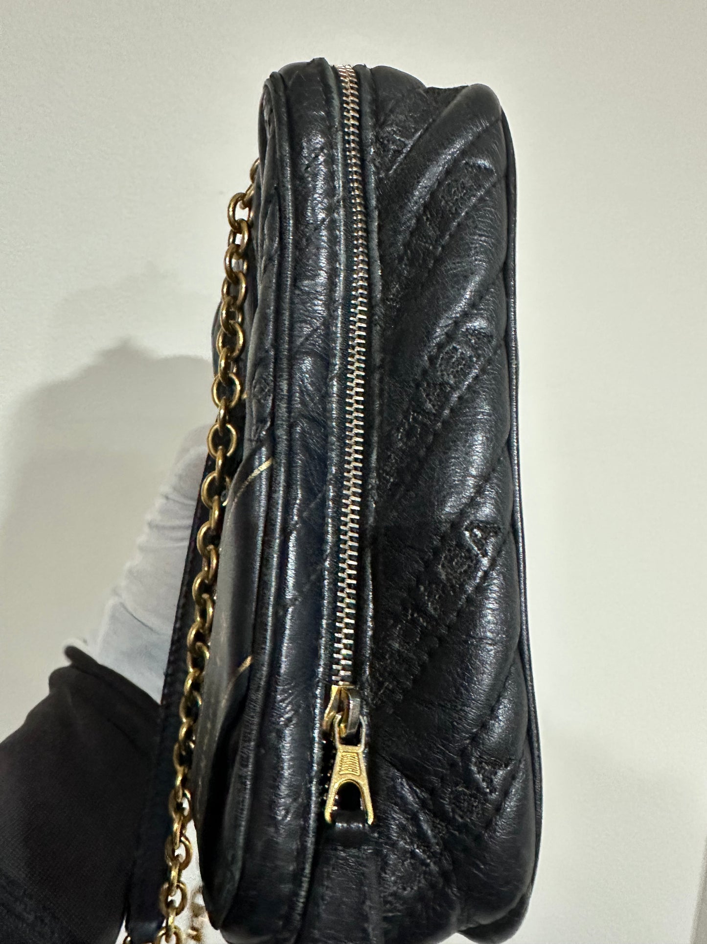 Balenciaga, Blanket Reporter  Black Carf Leather