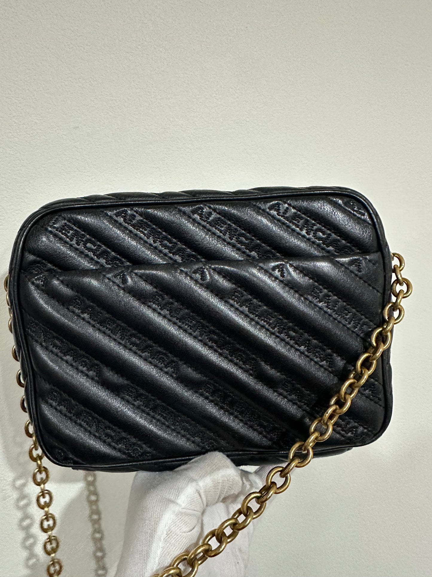 Balenciaga, Blanket Reporter  Black Carf Leather