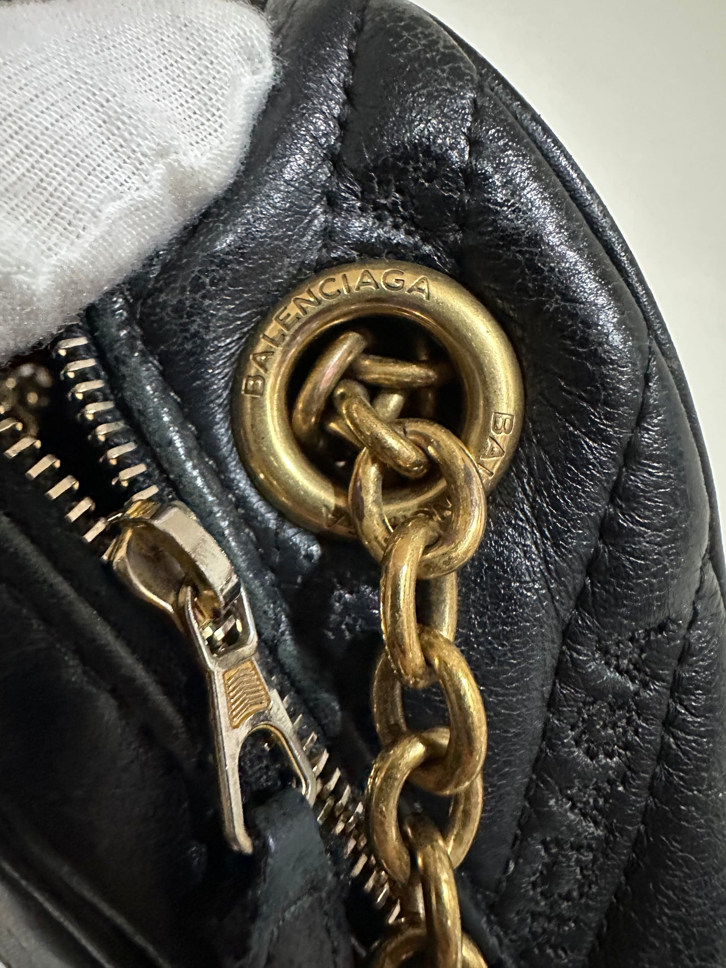 Balenciaga, Blanket Reporter  Black Carf Leather