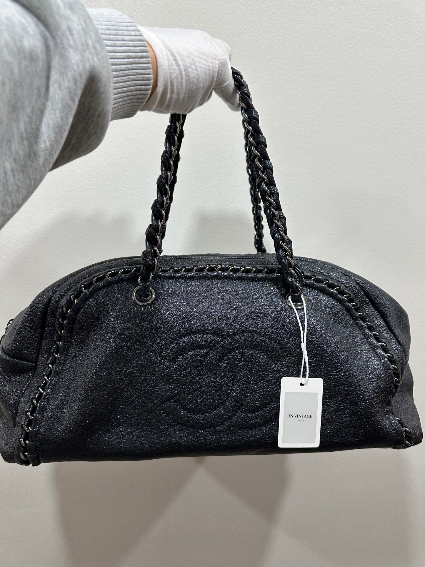 CHANEL leather Boston bag