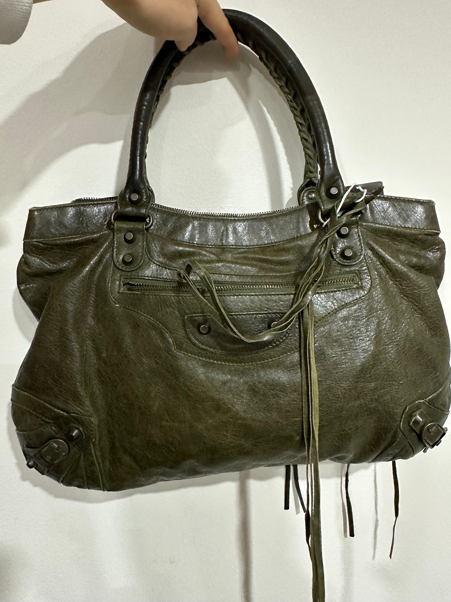 Balenciaga city bag moss green