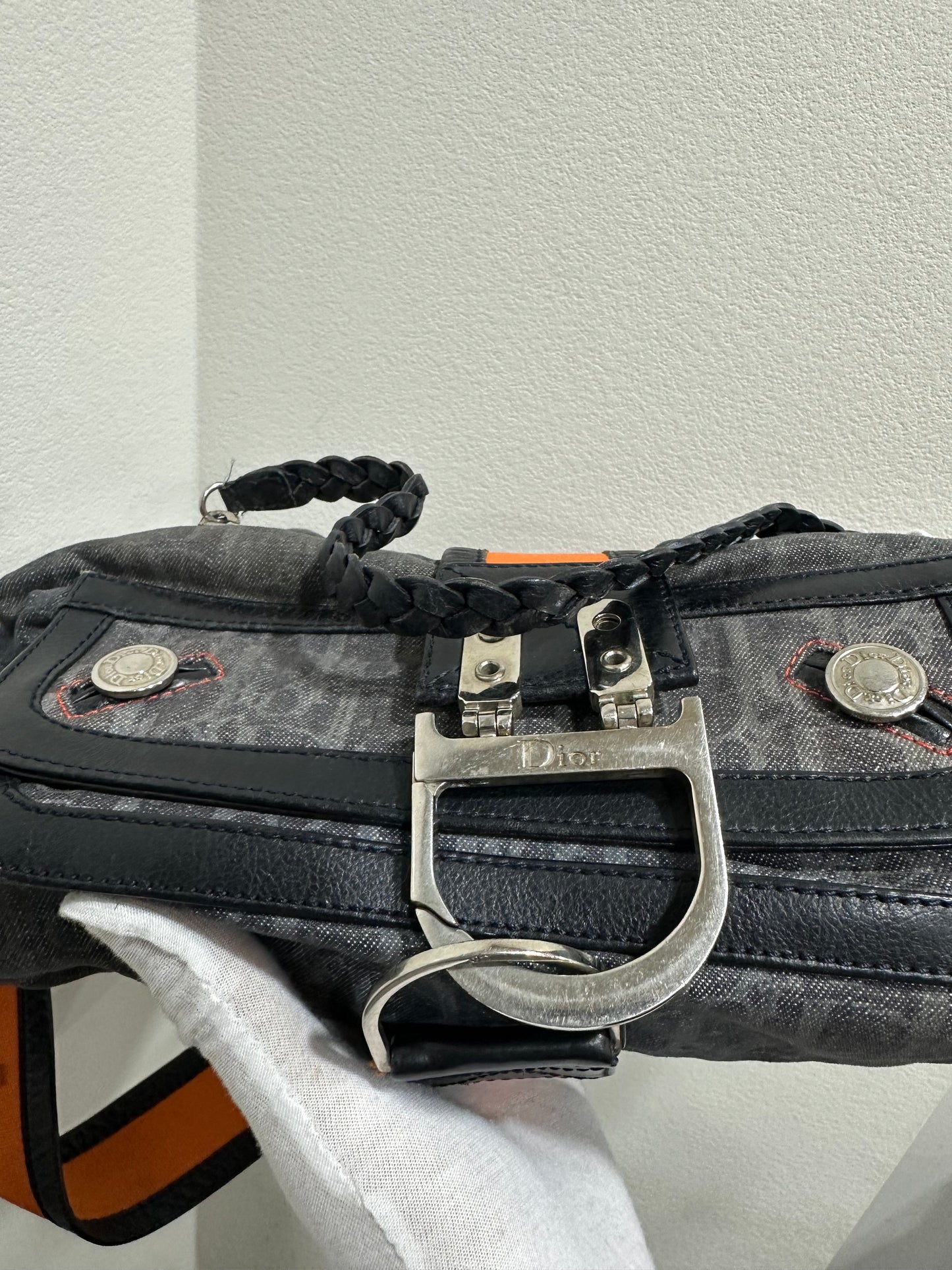 CHRISTIAN DIOR 2005 FW Flight Line Trotter D Logo Hobo Shoulder Bag