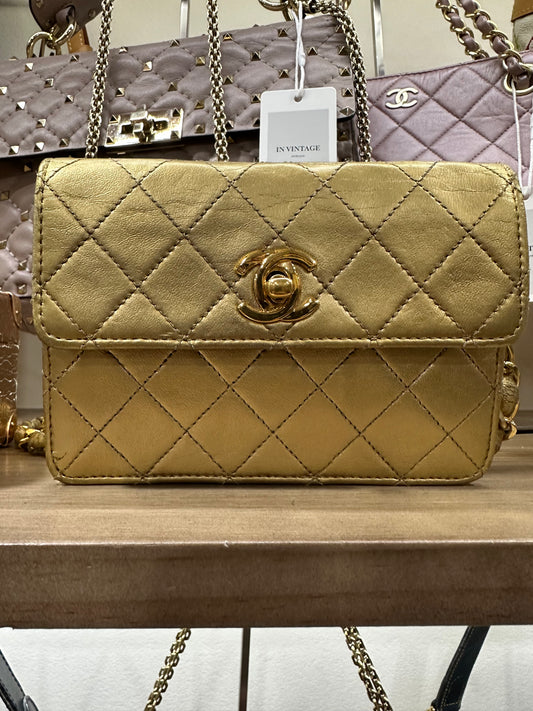 Chanel mini shoulder bag 24K gold 1989〜1991
