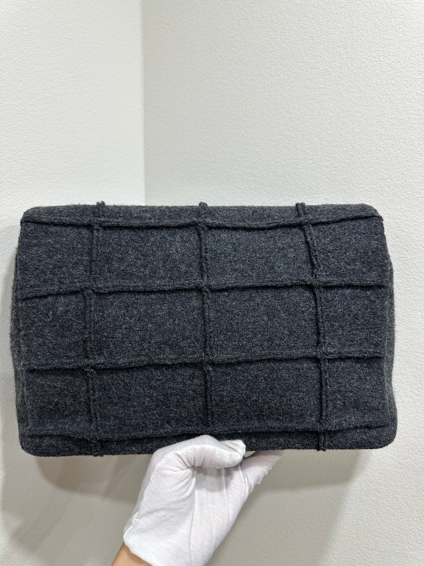 Chanel Black Felt Chain Shoulder Bag 2.55 Chocolate Bar