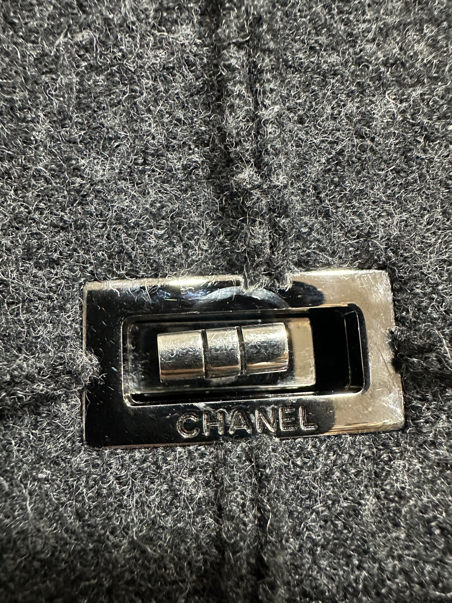 Chanel Black Felt Chain Shoulder Bag 2.55 Chocolate Bar