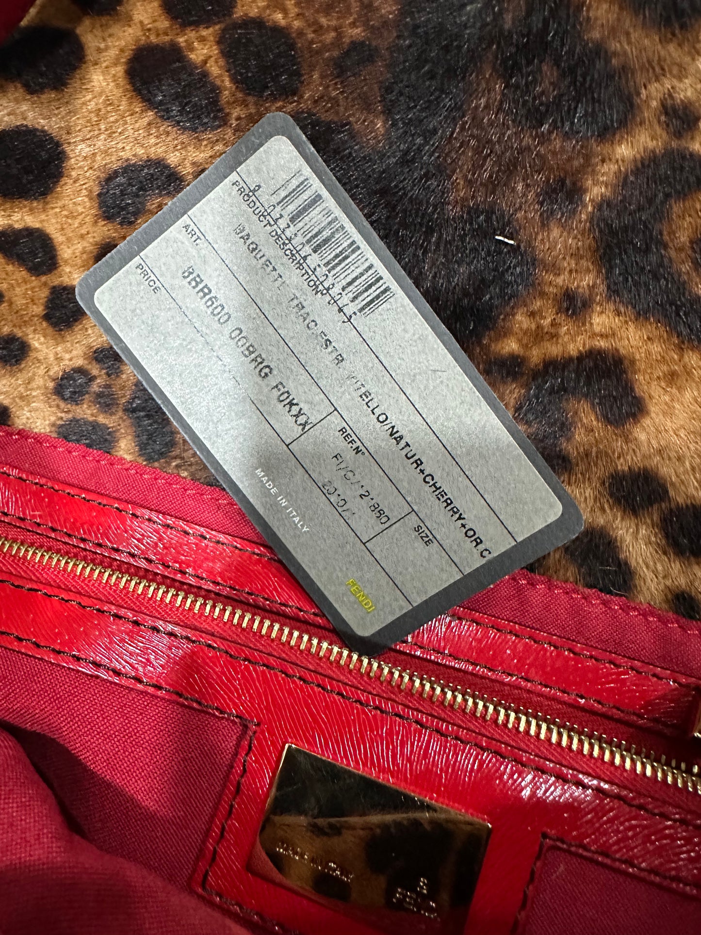 FENDI BAGUETTE LEOPARD PONY HAIR SHOULDER BAG
